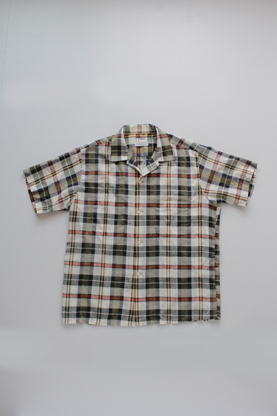 50s Pennys TOWNCRAFT Loop Collar Plaid Shirt (L)