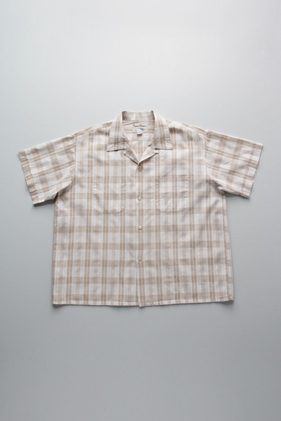 50s Embroidery Plaid Loop Collar Shirt (XL)